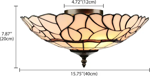 Vista 2 de RUNNUP - Lámpara de techo de cristal Tiffany, estilo retro, para iluminación de techo, instalación fija, atractiva decoración para cocina