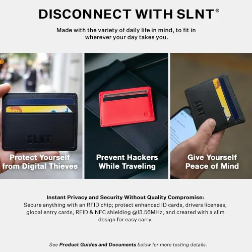 Vista 5 de Silent Pocket Cartera de piel de vaca real con bloqueo RFID, ideal para viajes, asegura tu información