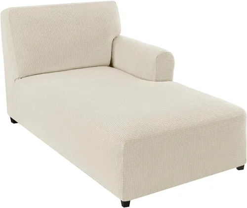 Vista 12 de FantasDecor Funda Elástica para Chaise Lounge Funda de Silla con Patrón de Celosía con Reposabrazos para Sala de Estar Dormitorio Doble Brazo Tela