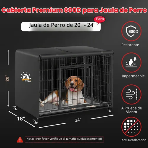 Vista 8 de Zettum Funda para Jaula de Perro de 24 Pulgadas - Cubiertas de Jaula Kennel 600D para Jaula de Perro Impermeables y de Servicio Pesado, Funda