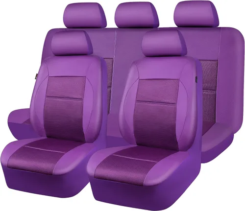 Vista 8 de CAR PASS Fundas de Asiento de Cuero de Malla de Aire Transpirable Cubierta de Asiento de Automóvil Juego Completo Esponja Súper de 5mm