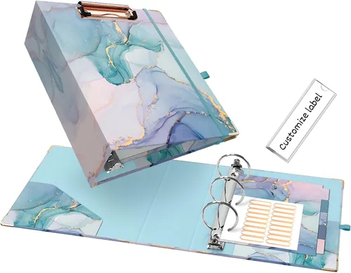 Vista 36 de EYROZILL Mini carpeta de 3 anillas, 5.5" x 8.5", de 1 pulgada con bolsillos, carpeta con portapapeles para estilo de cabello del cliente, estuche