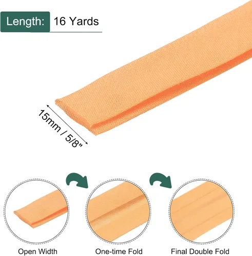Vista 364 de MECCANIXITY Cinta al bies de doble pliegue de 1/2 pulgada de poliéster continuo a granel para costura, costura, dobladillo, encuadernación y Beige