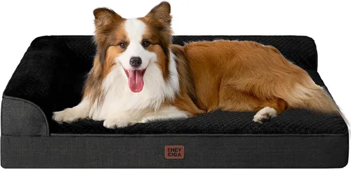Vista 31 de EHEYCIGA - Cama ortopédica para perros de tamaño mediano, cama de espuma viscoelástica para perros, color beige Small Dog Sofa with Washable