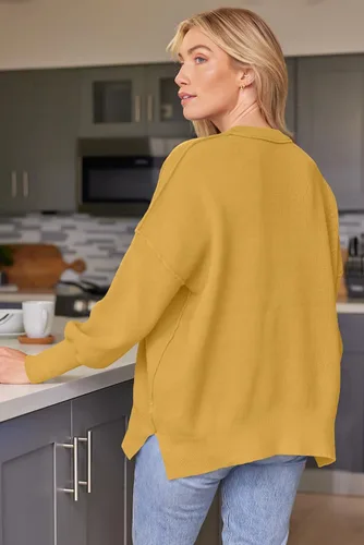 Vista 62 de Lillusory - Suéter extragrande con mangas de murciélago y cuello redondo para mujer, prenda moderna de otoño de tejido de punto sin botones