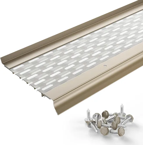 Vista 11 de Micromesh 5 pulgadas Gutter Guards Leaf Protection, 1 Pies Paquete de muestra Bronce oscuro, Malla de acero inoxidable, Cubiertas de canalón