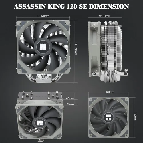 Vista 3 de Thermalright Assassin King 120 SE - Enfriador de aire para CPU, AK120 SE, 5 tubos de calor, ventilador silencioso TL-C12C PWM con rodamiento S-FDB