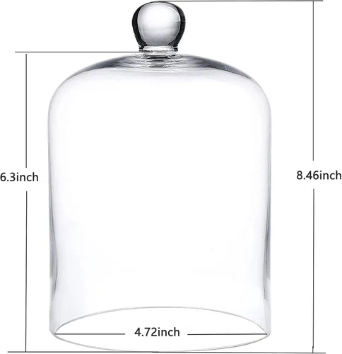 Vista 6 de Cúpula de cristal grueso de 4.72 x 8.46 pulgadas de alto para cubierta de vela, cúpula de vela con mango superior, cúpula de cristal transparente