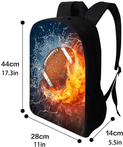 Vista 2 de Mochila deportiva de 17 pulgadas, mochila negra para niño, diseño fresco, casual, mochila escolar para hombreniñoniñamujer, Negro -, Mochilas Daypack