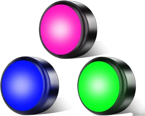 Vista 8 de Luces de empuje con control remoto, 6 piezas de luces LED de disco de hockey alimentadas por batería, iluminación inalámbrica debajo del gabinete