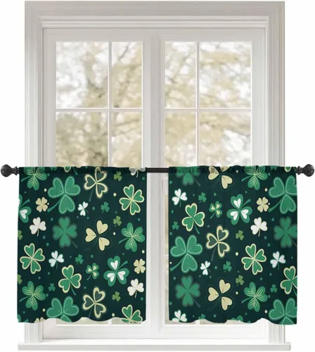 Vista 10 de Cortinas traslúcidas para camión rojo de Navidad de 45 pulgadas de largo, juego de 2 paneles de tablero de madera retro rústico con cuadros
