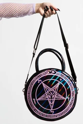 Vista 3 de Killstar Baby Baphomet Pentagram holográfico punk gótico Rave bolso, Negro Rosa