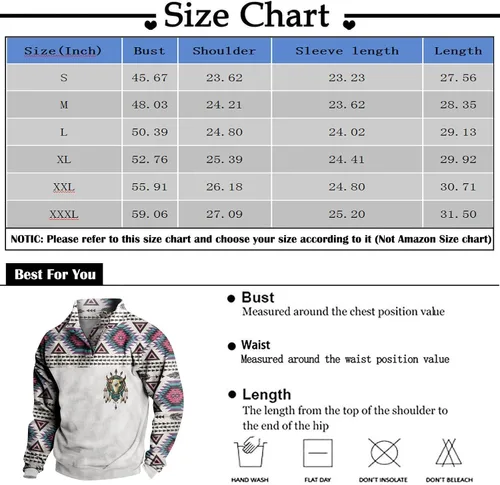 Vista 3 de JJHAEVDY Mens Sweatshirts Long-Sleeve Botton Sweater Stand Collar Print Sweatshirt Lightweight Casual Pullover Outdoor Shirt