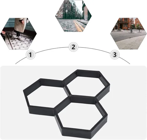 Vista 3 de Moldes de hormigón para pasear, reutilizables, para hacer caminos de bricolaje, moldes de cemento, pavimentador de piedra escalonada, pavimento