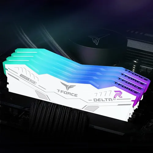 Vista 7 de TEAMGROUP T-Force Delta Alpha RGB DDR5 Ram 32GB Kit (2x16GB) 5600MHz (PC5-44800) CL40 Intel XMP 3.0 y AMD Expo Compatible Módulo de Memoria de Blanco