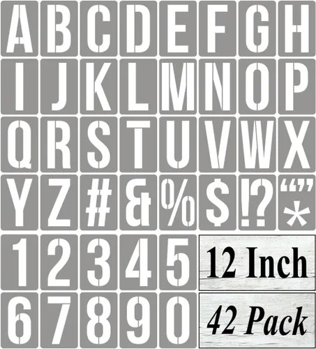 Vista 15 de Plantillas de letras del alfabeto de 1 pulgada para pintar, paquete de 42 plantillas de letras y números con letreros para pintar sobre madera