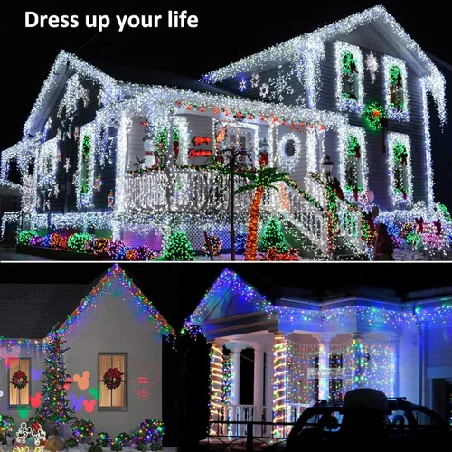 Vista 2 de Brizled Luces de carámbano que cambian de color, 29 pies, 360 luces LED de carámbano de Navidad con control remoto, 11 modos de luces de Navidad