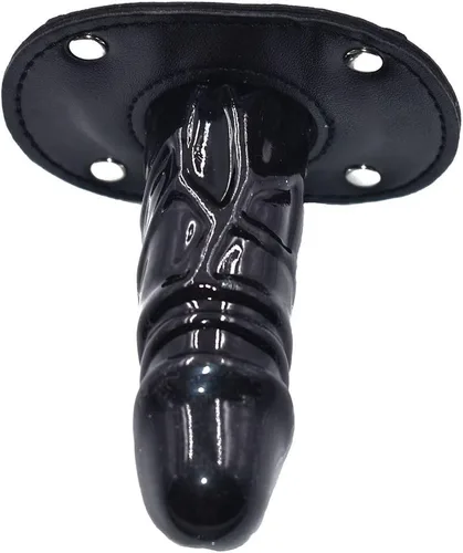 Vista 5 de YiFeng Consolador con cerradura Pene Boca Mordaza con bloqueo Bondage Correa de cuero en BDSM Juguete sexual para adultos (Largo)