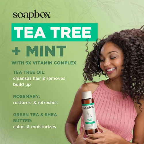 Vista 5 de Soapbox Champú de Árbol de Té, Libre de Sulfatos Agresivos, Sin Parabenos, Sin Siliconas, Seguro para el Color y Champú Vegano para el Cabello