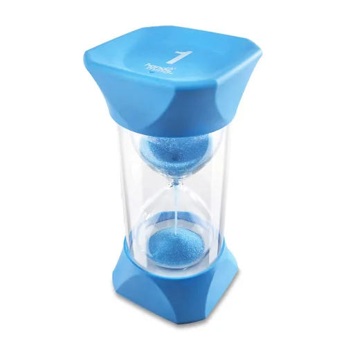 Vista 5 de hand2mind Temporizador de arena jumbo de 1 minuto, temporizador de reloj de arena grande, reloj de arena, temporizador silencioso para niños