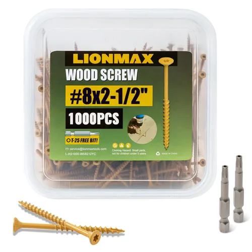 Vista 31 de LIONMAX Tornillos de cubierta de 1-1/4 pulgadas, tornillos para madera #8 x 1-1/4 pulgadas, 100 unidades, resistentes a la corrosión, revestimiento