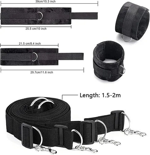 Vista 4 de Bandas de resistencia sexual, cuerdas de sujeción para cama, cuerdas y cordones sexuales para tobillos y muñecas, juego sexual para cama, cuello a