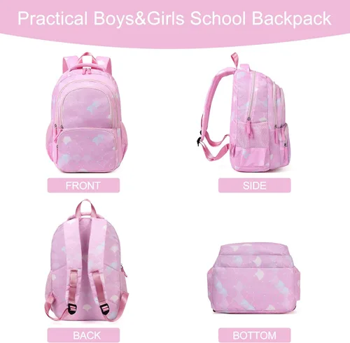 Vista 6 de CLUCI Mochila infantil para niños y niñas, mochila para preescolar con correa ajustable, 12L, 04-rosa, Classic