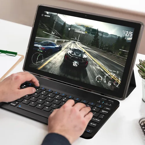 Vista 3 de Tableta 2 en 1 con Android 15 de 10 pulgadas, tabletas con teclado y ratón, lápiz capacitivo, 8 GB de RAM 32 GB ROM soporta expansión de 1 TB 2 MP+8