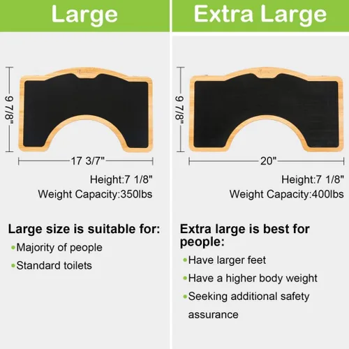 Vista 2 de StrongTek Taburete de inodoro mejorado para sentadillas, taburete de madera para baño 350 lbs , Anti-Slip Surface, Extra-Thick, Comfortable Toilet