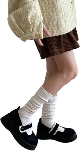 Vista 4 de TRENIS Socks AutumnWinter Thickened Coffee Colored Stacked Socks Knee Length Socks Double Needle Socks