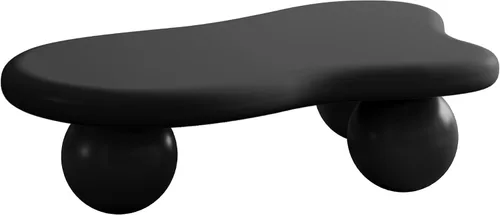 Vista 7 de Mesa de centro Cloud de 47.2 pulgadas con 3 patas de bola, moderna mesa central irregular para sala de estar, mesa de té pequeña baja y bonita