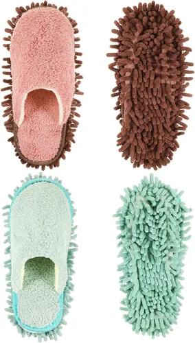 Vista 8 de Jecery 2 pares de pantuflas de microfibra para limpieza de suelos de chenilla, limpiadores de tabla base, herramientas de limpieza para el hogar