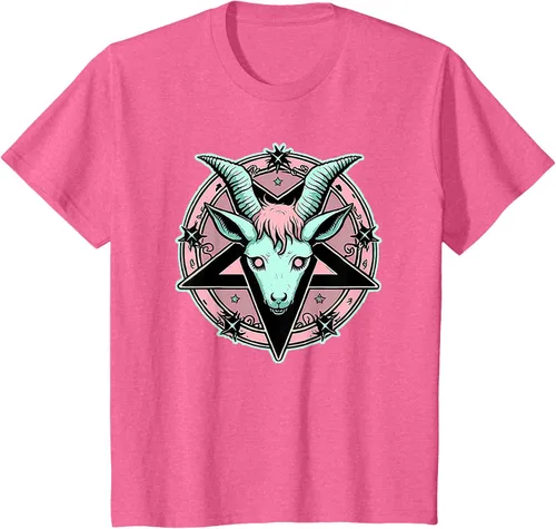 Vista 36 de Camiseta Kawaii Paste Creepy Goat Pentacle, Negro