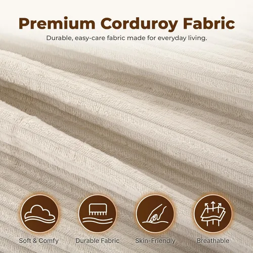 Vista 8 de Sofá modular en forma de L de 111.4 pulgadas con otomana Beige