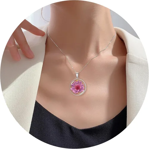 Vista 77 de Pressed Flower Necklace Gift for Women Personalized Handmade Necklaces Birth Flower Necklace