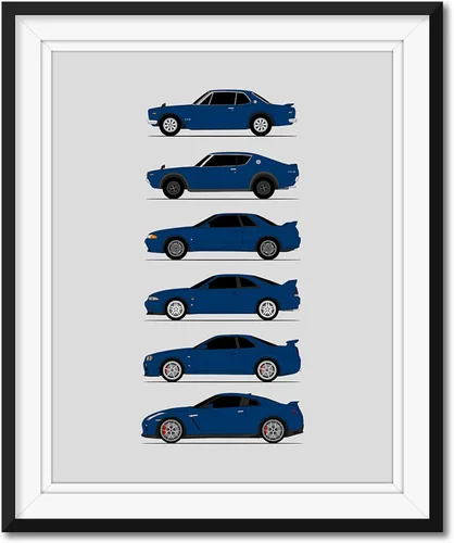 Vista 9 de Custom Car Posters Handmade Poster compatible with Nissan Skyline GT-R and Print of Nissan Skyline GTR (KPGC10, KPGC110, R32, R33, R34, R35)