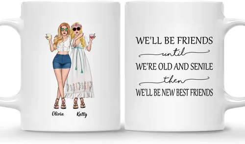 Vista 24 de Gossby Taza personalizada (2 mujeres) Besties Forever Best Friend Regalos de amistad para mujeres, niñas, hermana, taza de café