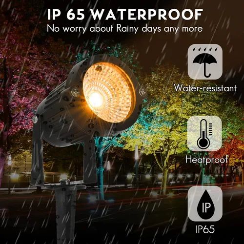 Vista 2 de Cambio de color Paisaje Iluminación LED de bajo voltaje Focos al aire libre 6W 12V IP66 Luces de paisajismo impermeables Control remoto Jardín