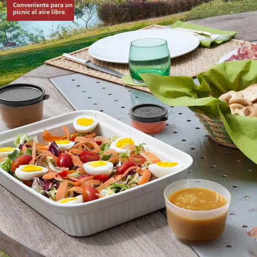 Vista 3 de Recipientes para condimentos con tapas, paquete de 8 unidades, 1.3 onzas. Recipiente para aderezo para ensalada para llevar, pequeños recipientes