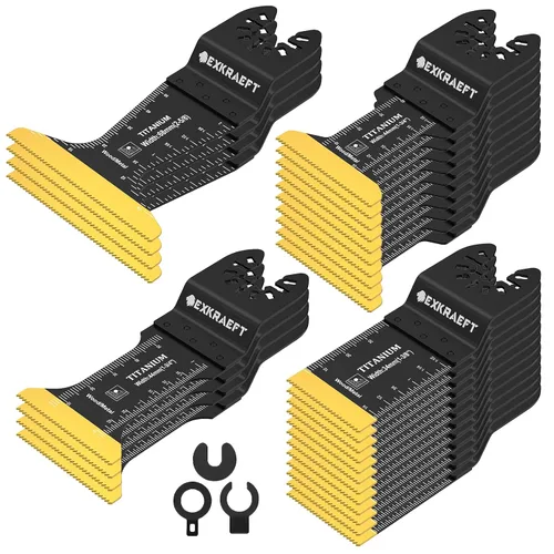 Vista 10 de EXKRAEFT 18 cuchillas oscilantes de titanio, cuchillas multiherramienta universales profesionales para madera, plástico y metal, kits de cuchillas