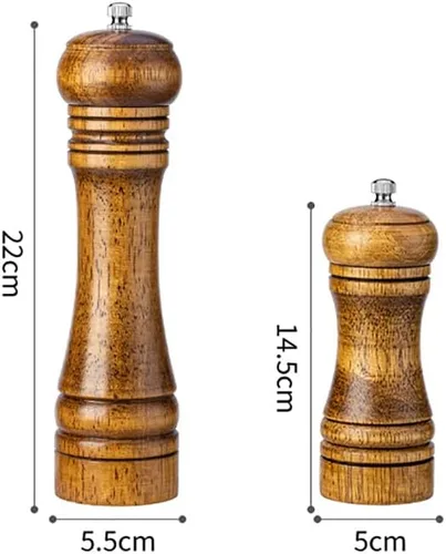 Vista 4 de Molinillo de pimienta de madera, molinillo de sal manual, molinillo de pimienta recargable, molinillo de especias con grosor ajustable, 8 pulgadas