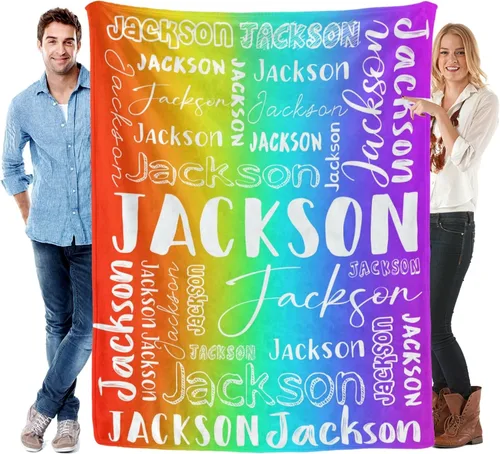 Vista 2 de Manta personalizada con nombre para adultos, manta de franela con nombre personalizado para niños y niños, Manta de franela personalizada