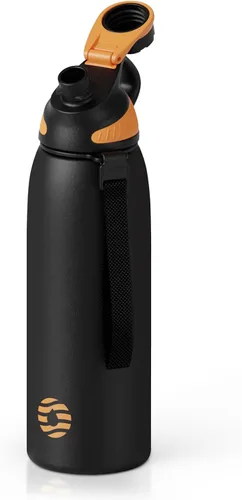 Vista 9 de Fjbottle Botella de agua aislada de acero inoxidable, botellas de agua a prueba de fugas de 32 onzas, vaso reutilizable de hielo, jarra de vacío