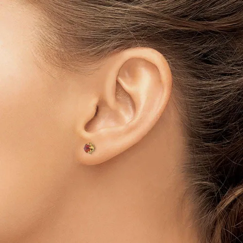 Vista 5 de Aretes de oro amarillo macizo de 14 k, 0.157 in, rubí sintético (Jul) con rosca trasera, 0.157 in, Gema, Rubí