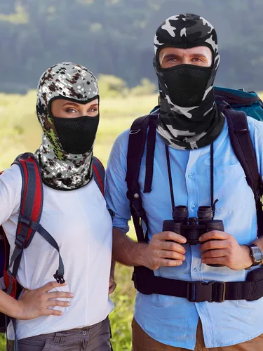 Vista 6 de 9 piezas de pasamontañas de verano transpirable, protección contra el polvo, cuello, bufanda de cara completa para actividades al aire libre