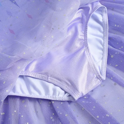 Vista 6 de EQSJIU Leotardo de ballet con falda tutú para niñas, para baile, gimnasia, niños pequeños, vestido de fiesta con copos de nieve brillantes