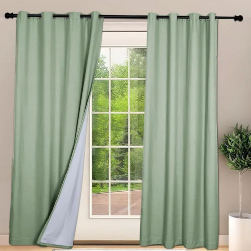 Vista 16 de Frelement Cortinas opacas extralargas de 108 pulgadas de largo, para sala de estar, cortinas de lino con bloqueo de luz, cortinas con aislamiento