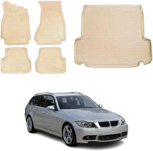 Vista 18 de OMAC Alfombrillas para BMW Serie 3, E46, E90, E91, E92, alfombrillas de coche para todo tipo de clima, 3D, ajuste personalizado, alfombrilla de goma