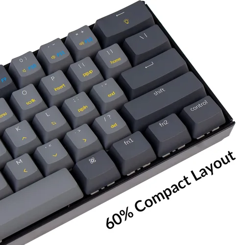 Vista 6 de Keychron Teclado mecánico inalámbrico K12 60% de diseño Bluetooth inalámbricoUSB para Mac con interruptor azul Gateron G Pro azul retroiluminado LED