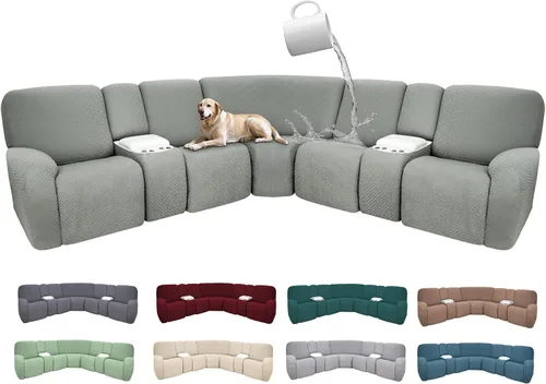 Vista 135 de Fundas de sofá reclinable seccional 100% impermeables para sofá reclinable en forma de L, funda de sofá modular de esquina en forma de L, fundas